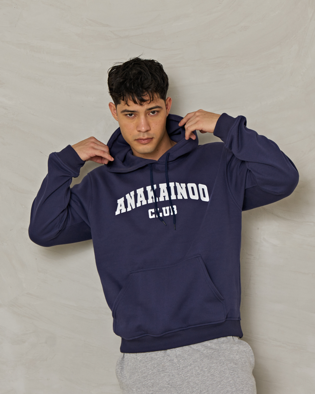 Logo Print Hoodie Navy Blue