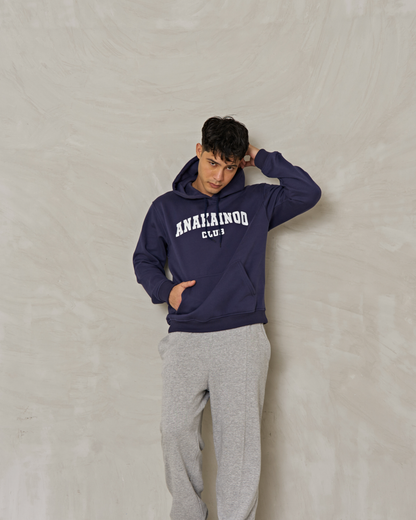 Logo Print Hoodie Navy Blue