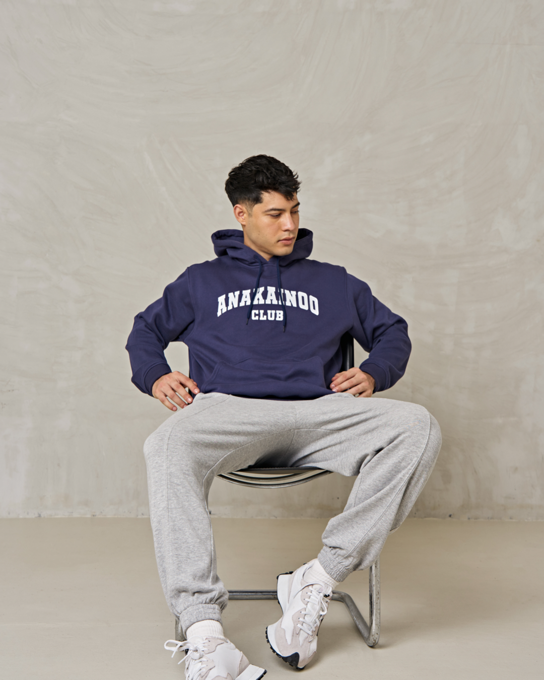 Logo Print Hoodie Navy Blue