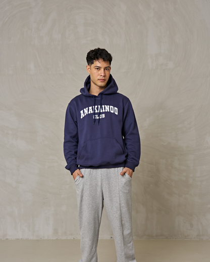 Logo Print Hoodie Navy Blue