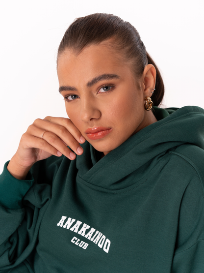 Logo Print Hoodie Green