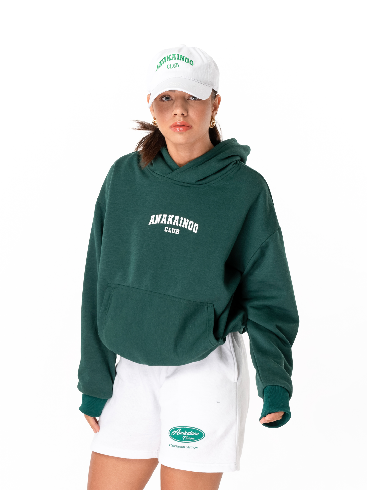 Logo Print Hoodie Green