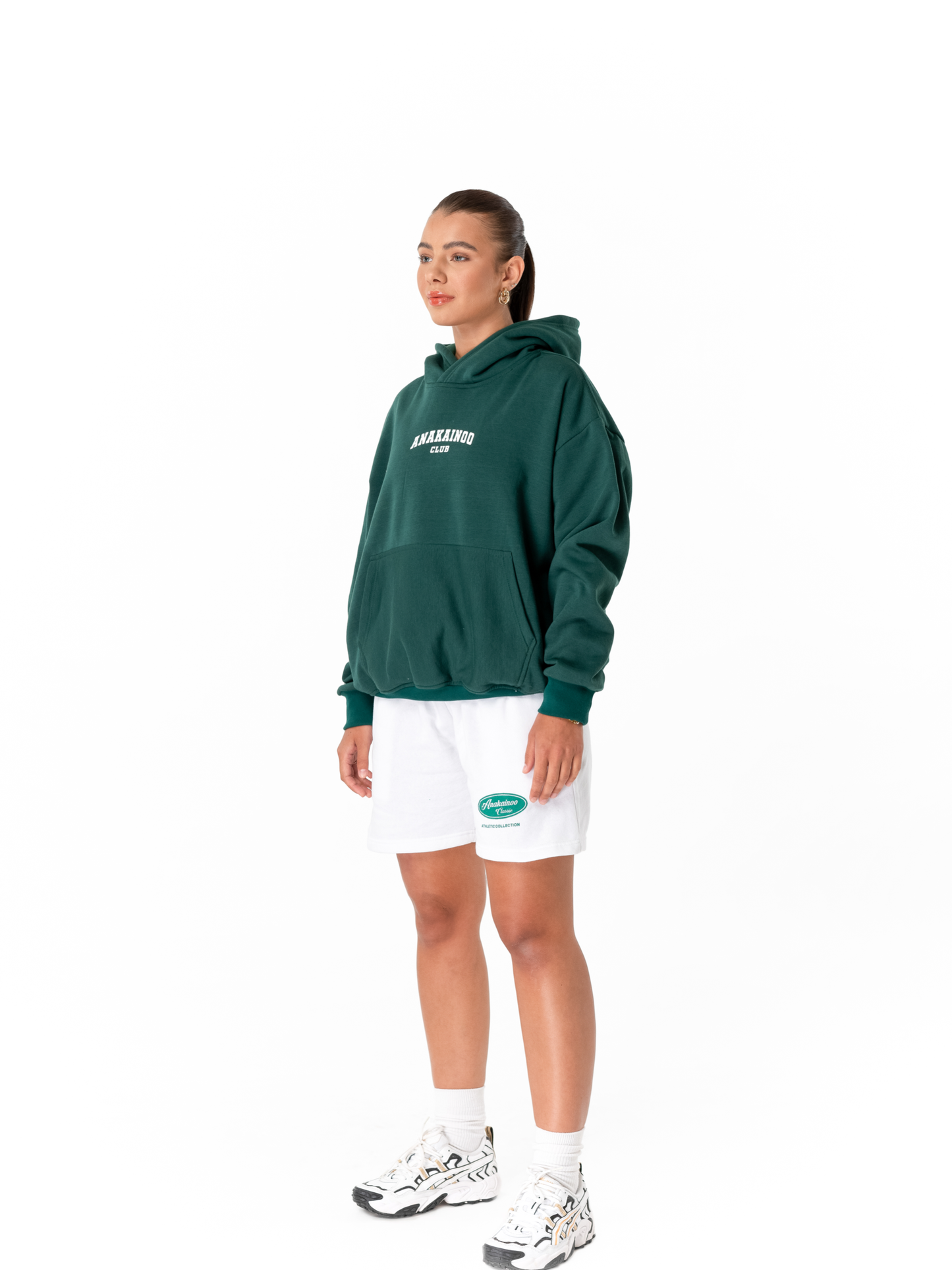 Logo Print Hoodie Green